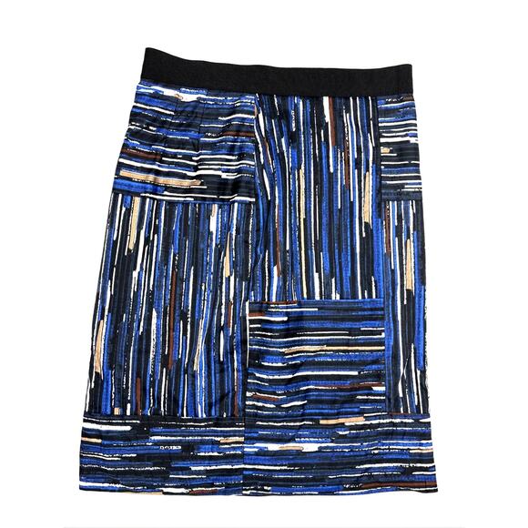 Ann Taylor Skirt Womens Petite Size 0 Geometric Print Multicolor Blue - Picture 2 of 9